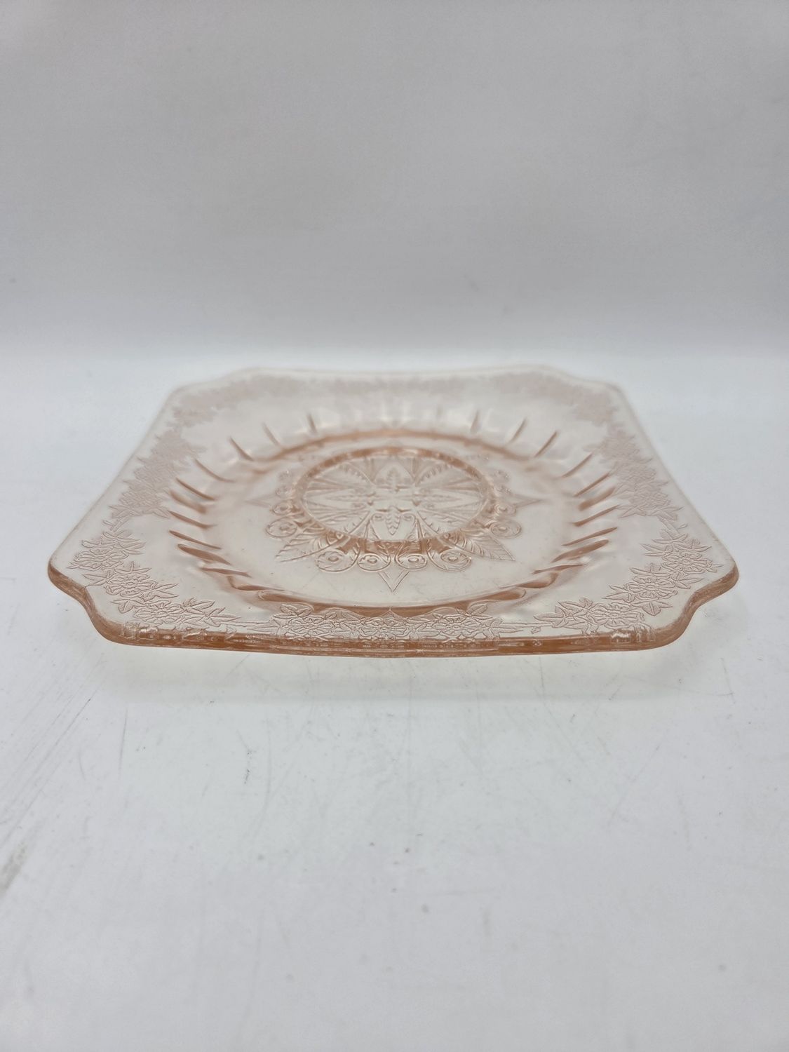 Vintage Jeannette Glass Pink Bread Plate