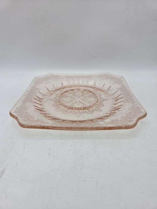 Vintage Jeannette Glass Pink Bread Plate