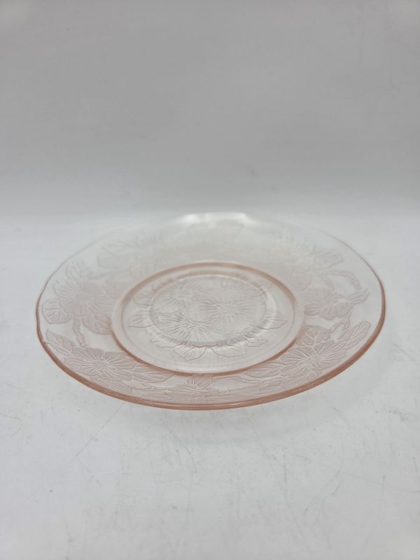 Set of 4 Rnd Pink Glass 6" Bread Plates