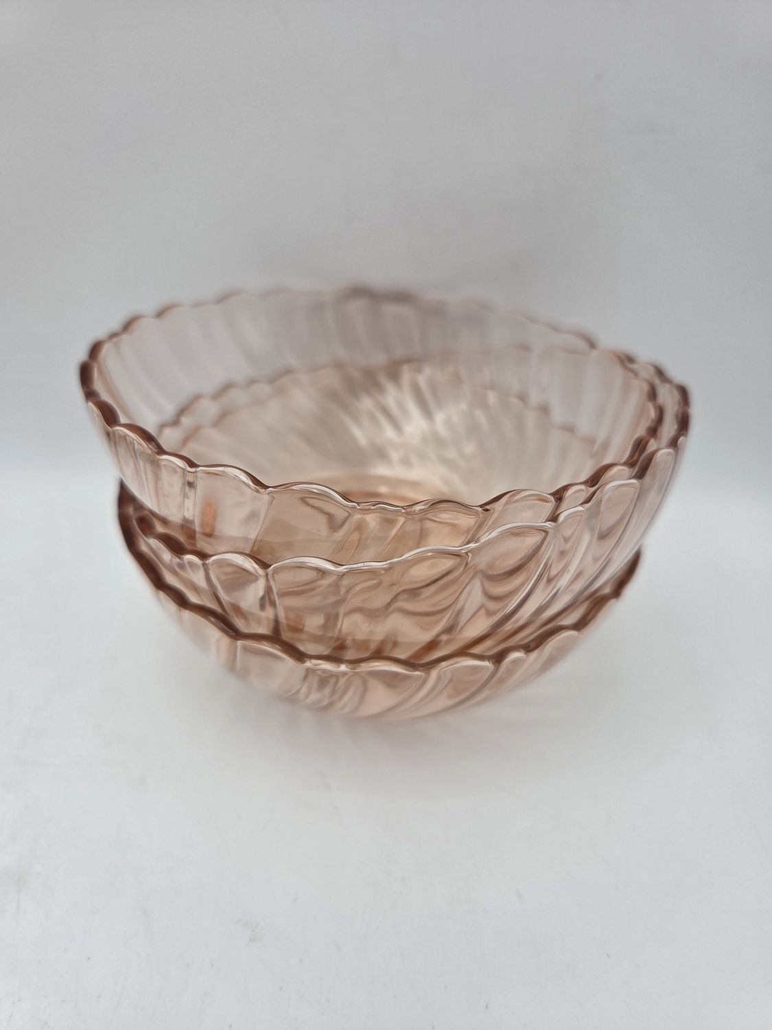 Set of 3 Arcoroc France Pink Glass Bowls