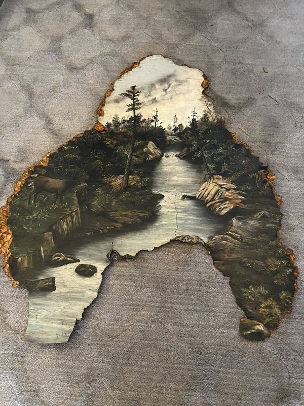 Rustic Burl Wood Slab Painting