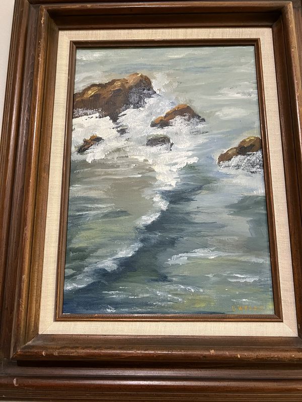 B. Wenzel “Waves on the Rocks” Painting