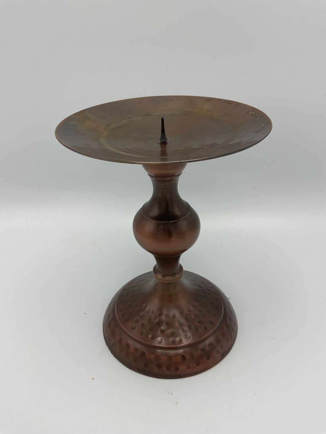 Hammered Copper Pillar Candle Holder- 6in