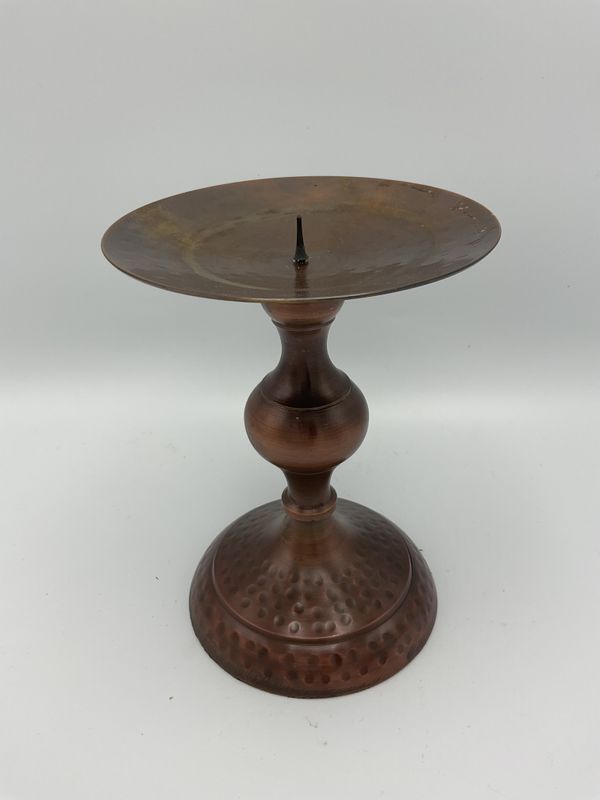 Hammered Copper Pillar Candle Holder- 6in