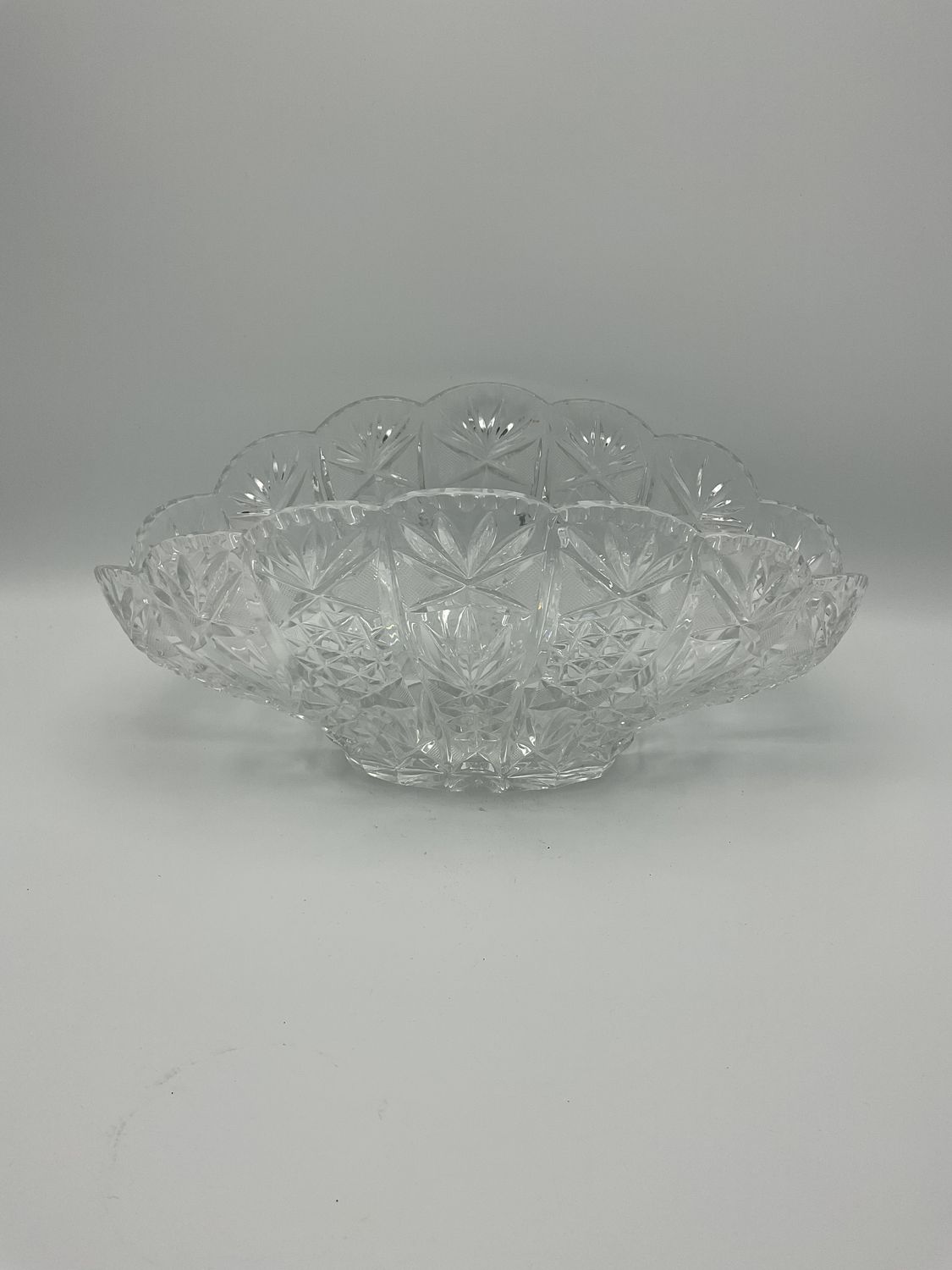 Fan- shaped Cut Crystal Vintage Glass Bowl