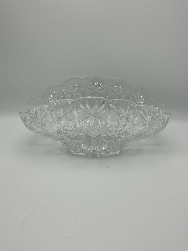 Fan- shaped Cut Crystal Vintage Glass Bowl