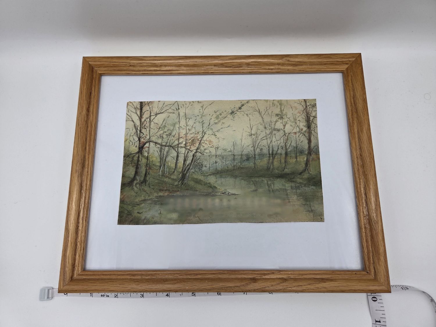 Antique Watercolor Landscape of Woodland Creek