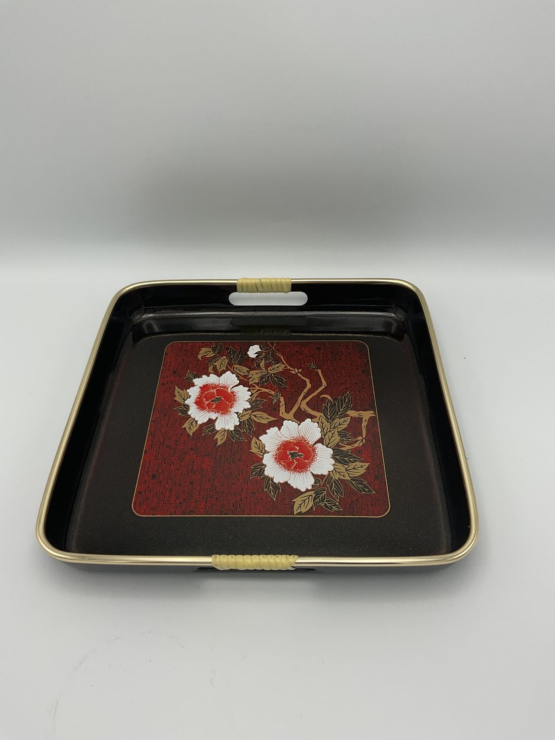 Japanese Vintage Floral Lacquer Serving Tray