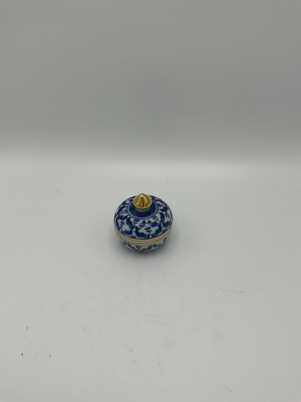 Benjarong Thai Miniature Jar, white &amp; blue