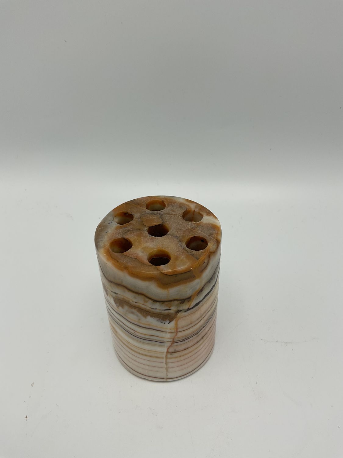 Hand-Carved Onyx Stone Pencil Holder 7 Hole