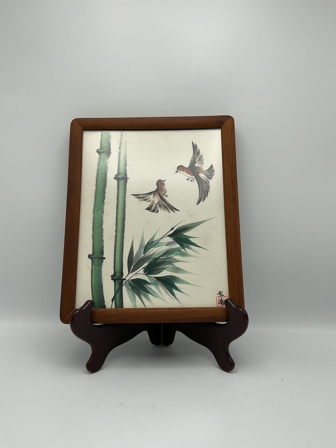 2 Birds &amp; Bamboo Sumi Painting