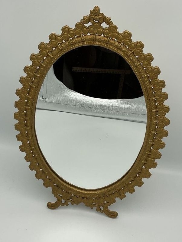 Gold Shamrock Oval Vanity Mirror