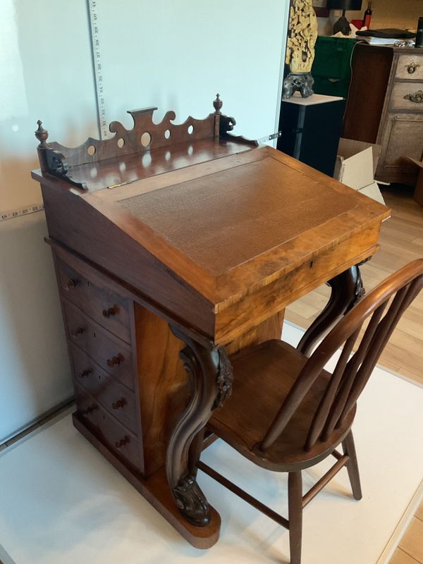 Davenport Victorian Antique Desk &amp; Chair