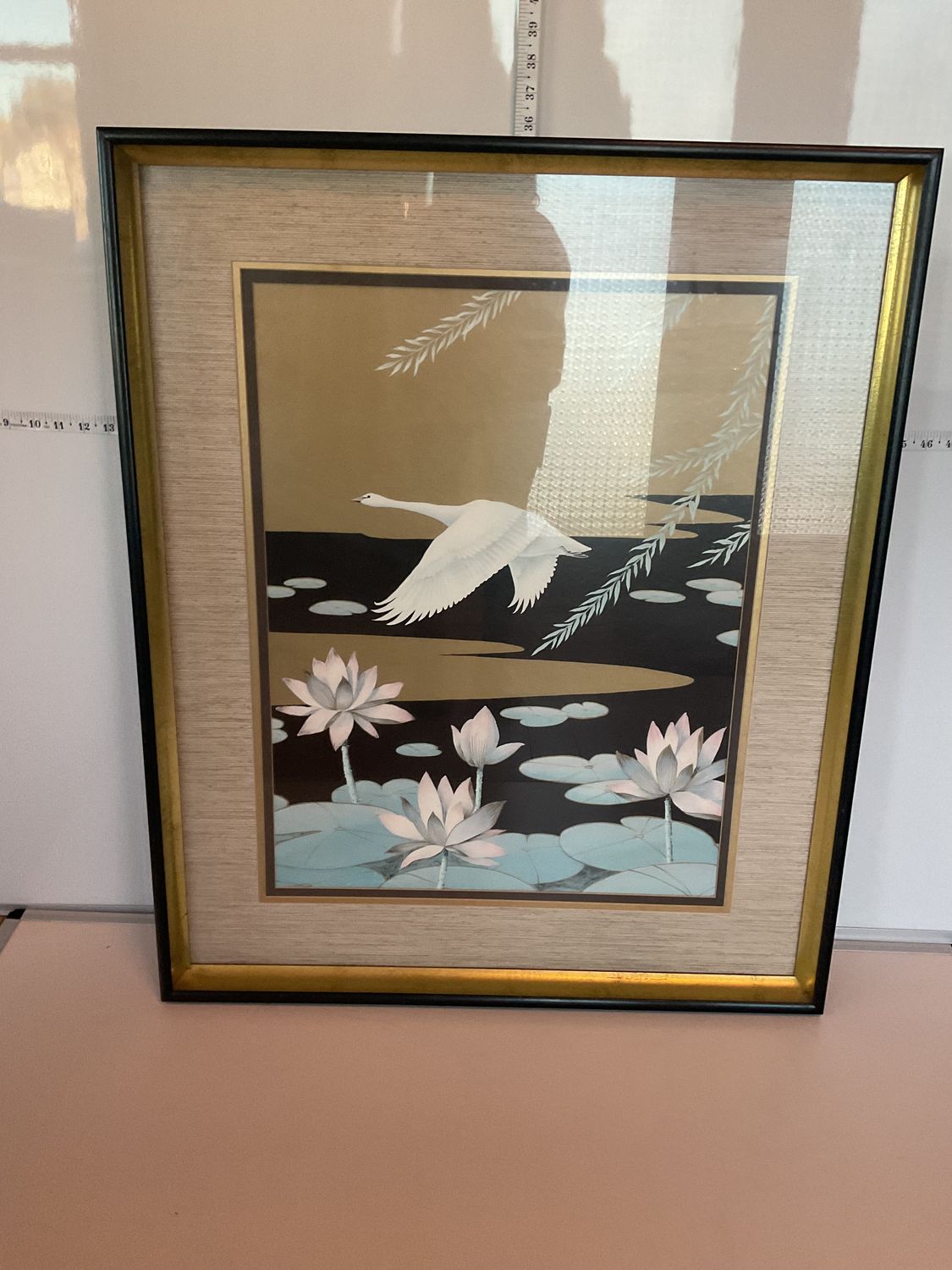 Hollywood Regency Swan Lotus Wall Art