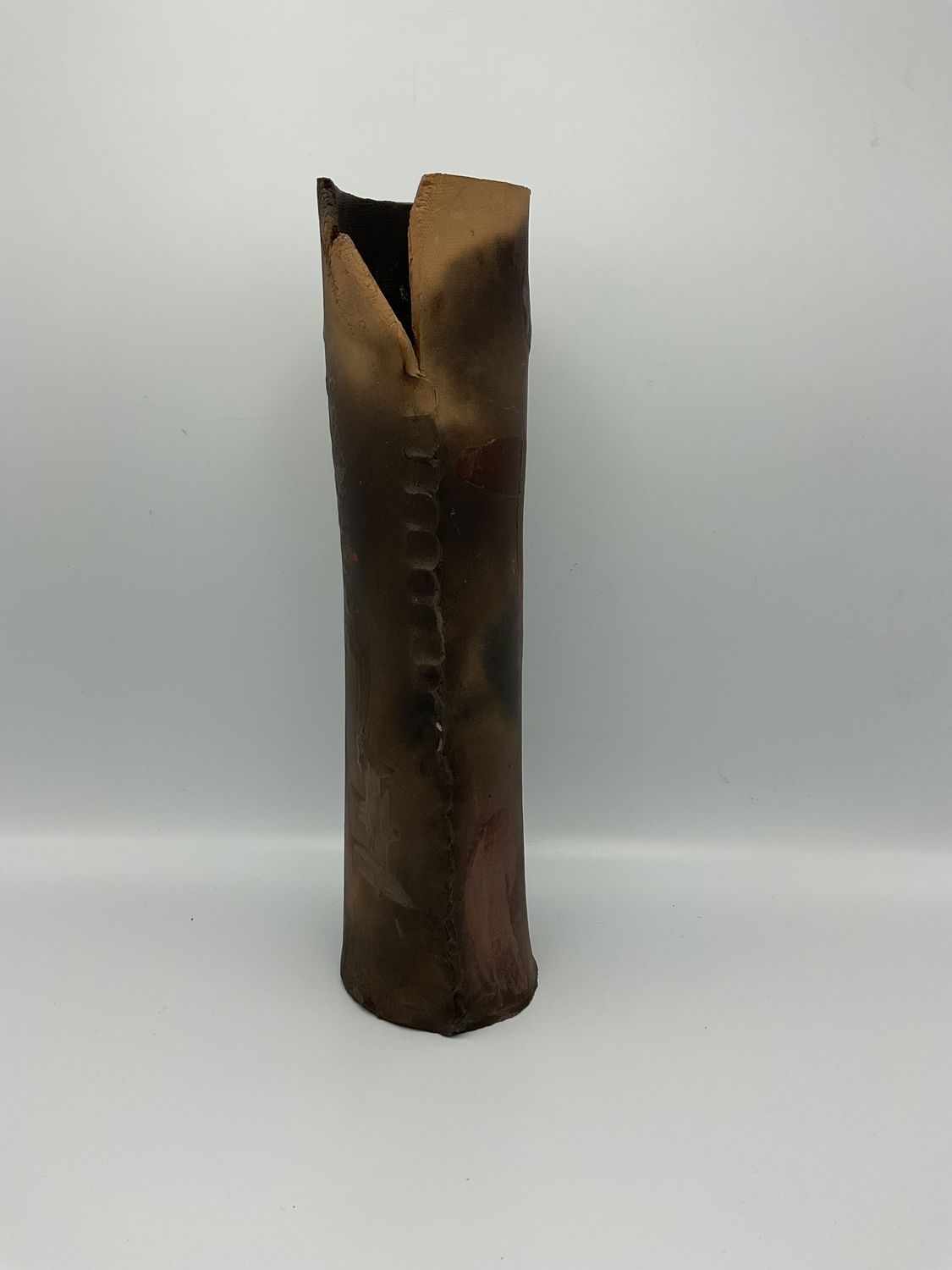 Kelly McCarty Abstract Raku Cylinder Vase