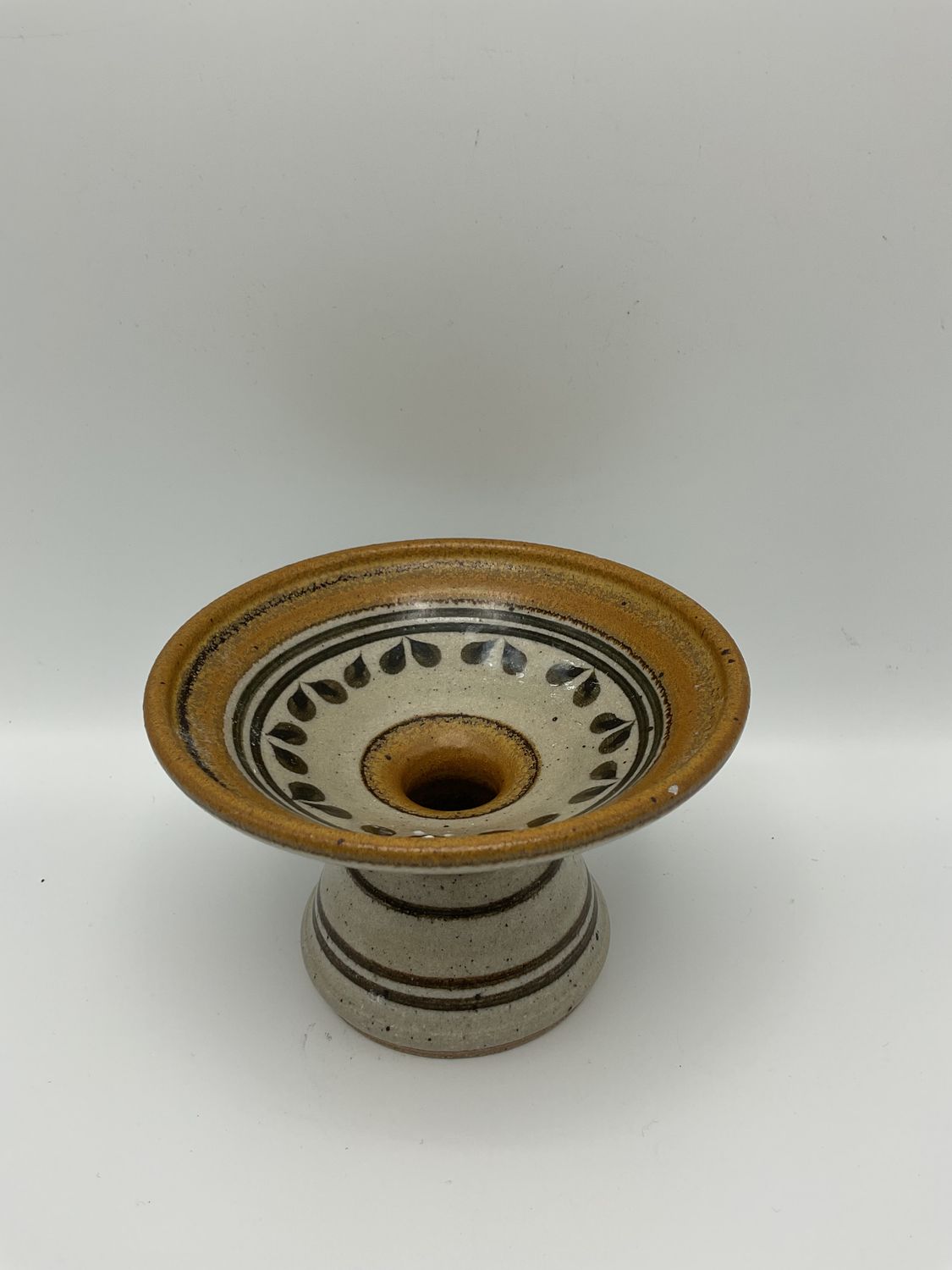Leaf Motif Handmade Rustic Glaze Candle Holder