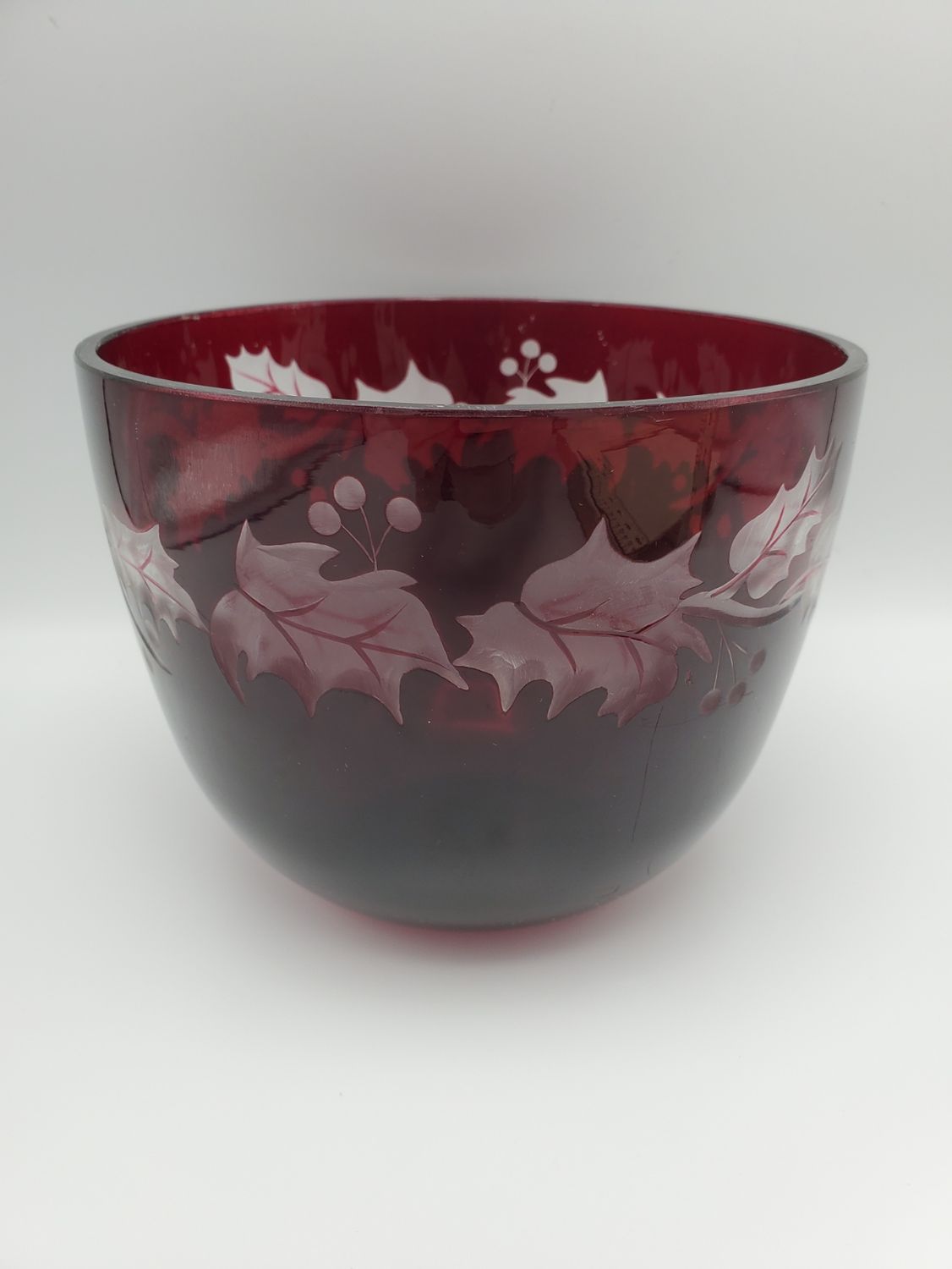 Teleflora Ruby Red Holiday Vintage Glass Bowl