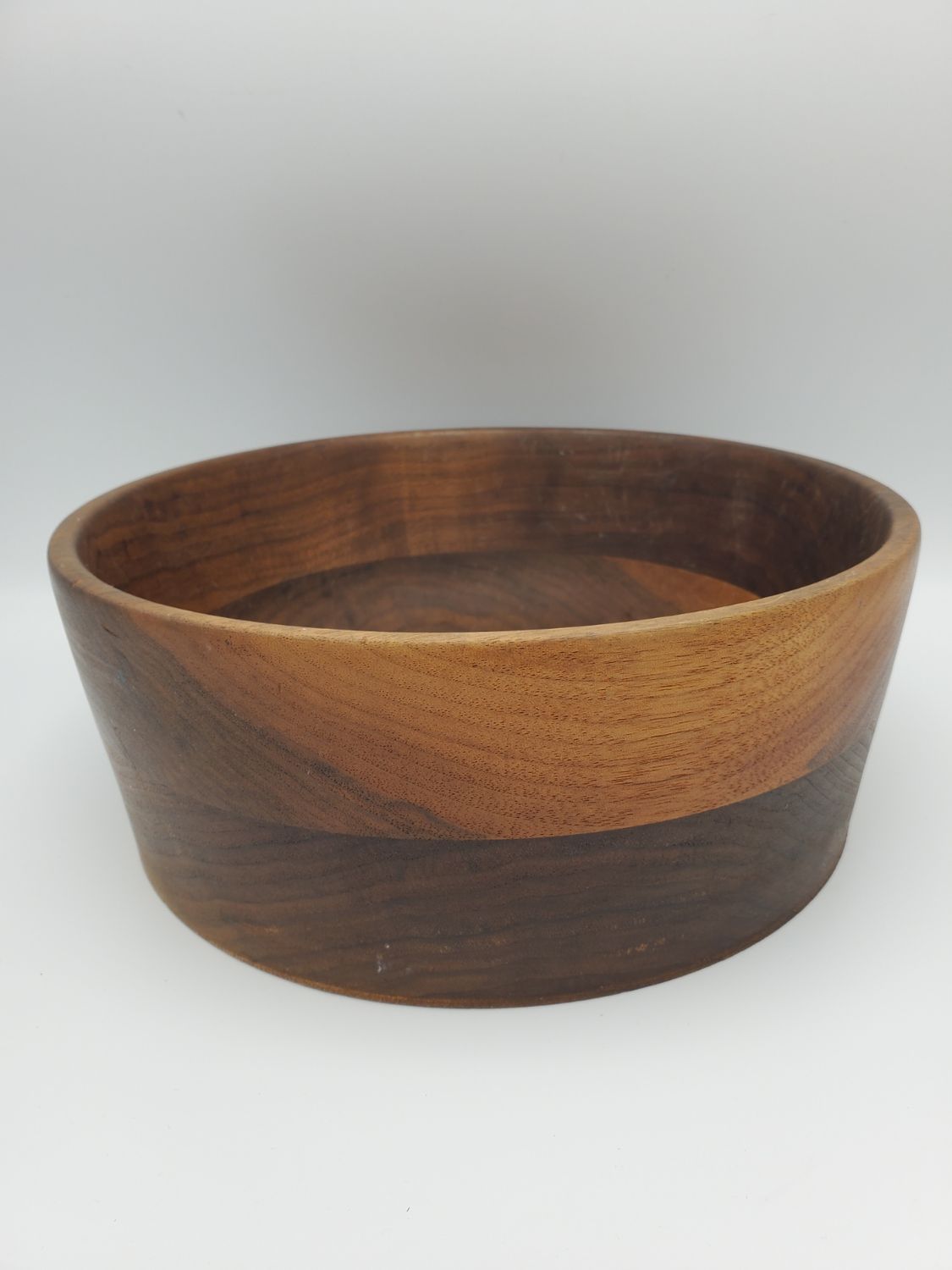 Straight-Sided Walnut Vintage Salad Bowl