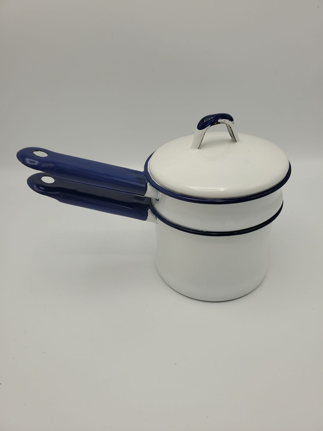 Enamelware Vintage White Enamel Double Boiler