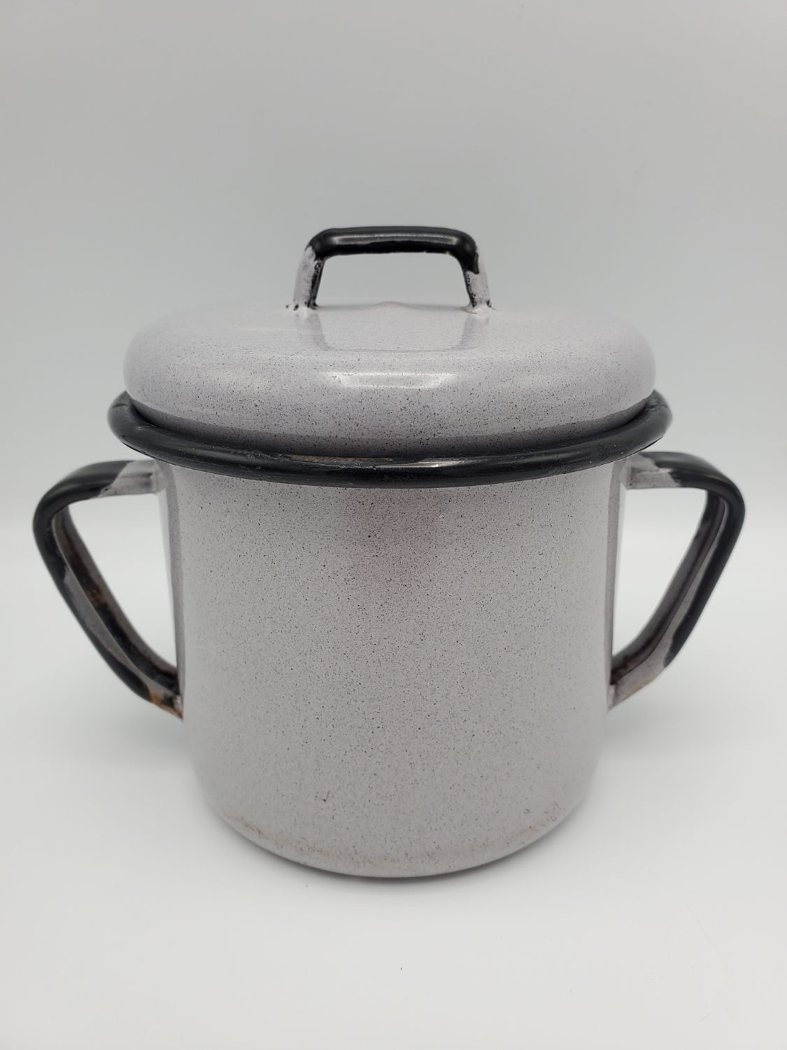 Enamelware Vintage Double Handled Tin w/ lid