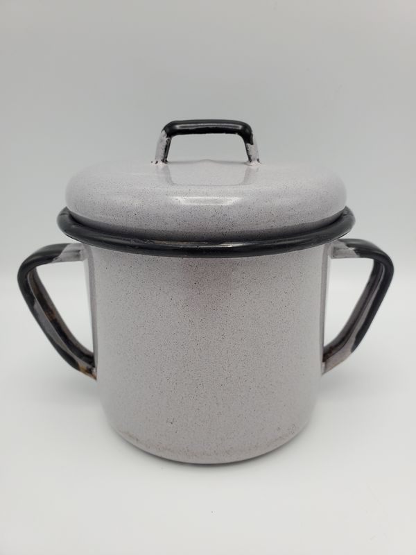 Enamelware Vintage Double Handled Tin w/ lid