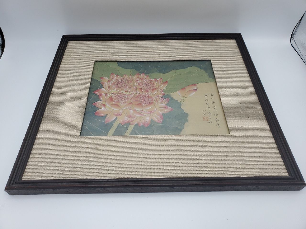 Lotus Flower Calligraphy Framed Painting