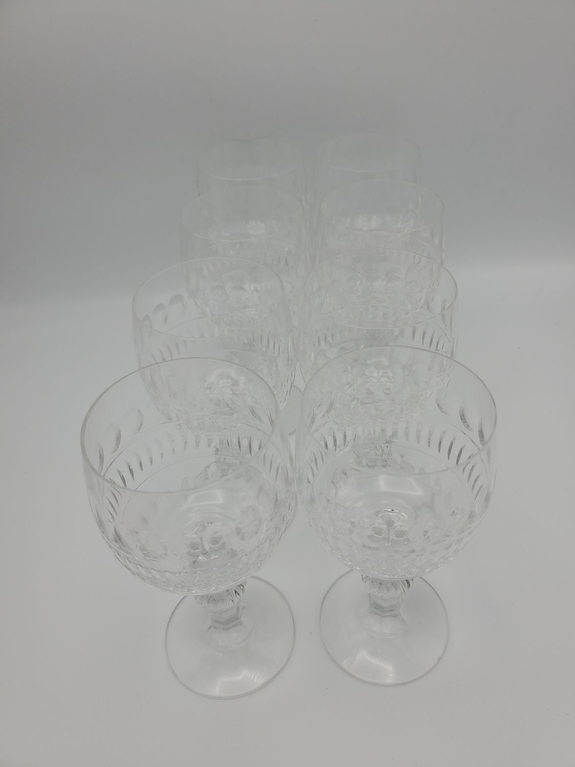 Vint Etched Oval Petal Goblets Set of 8
