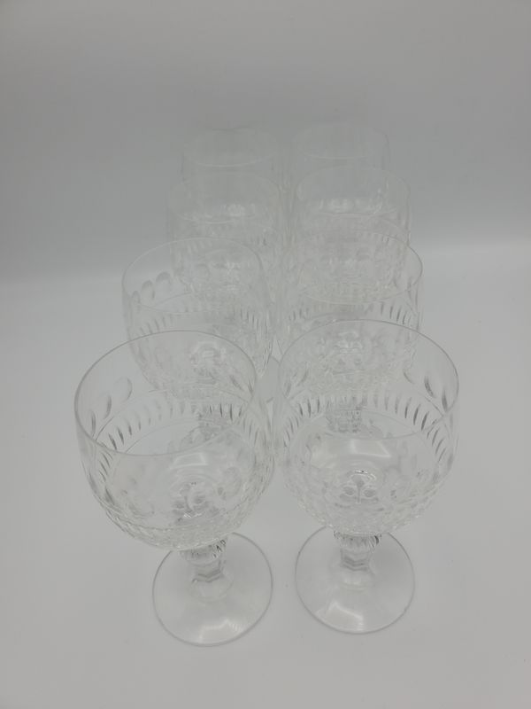 Vint Etched Oval Petal Goblets Set of 8