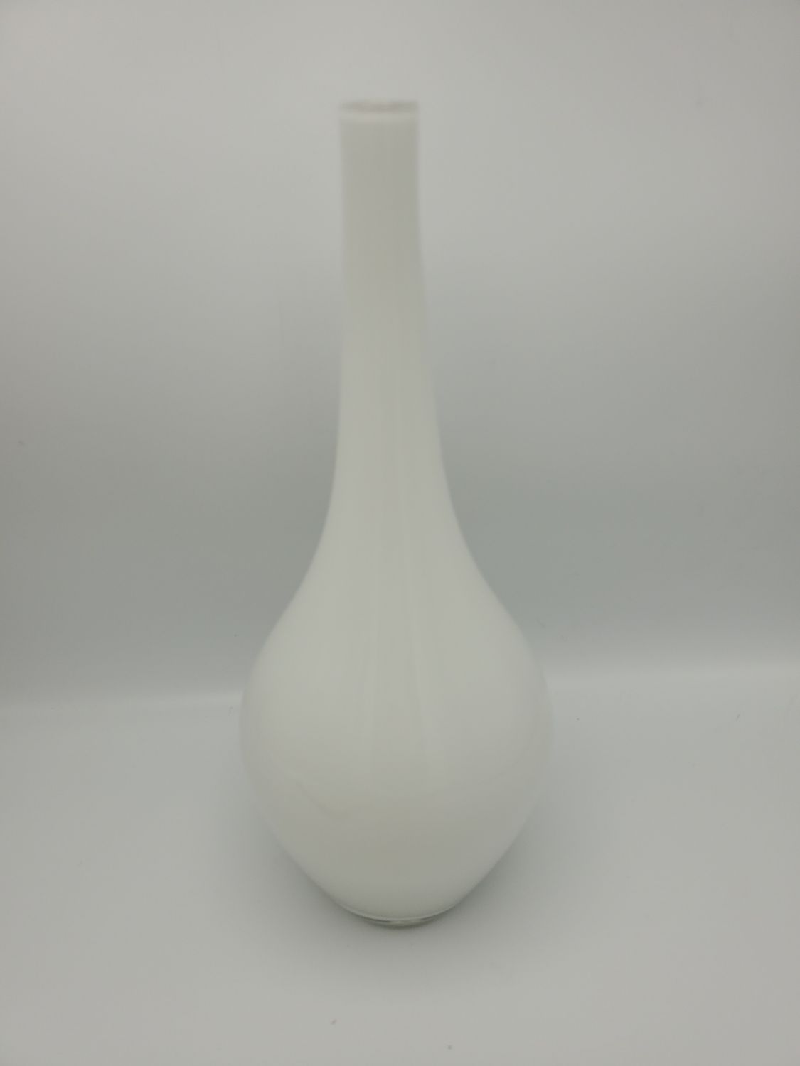 Modern Blown Glass White Teardrop Vase