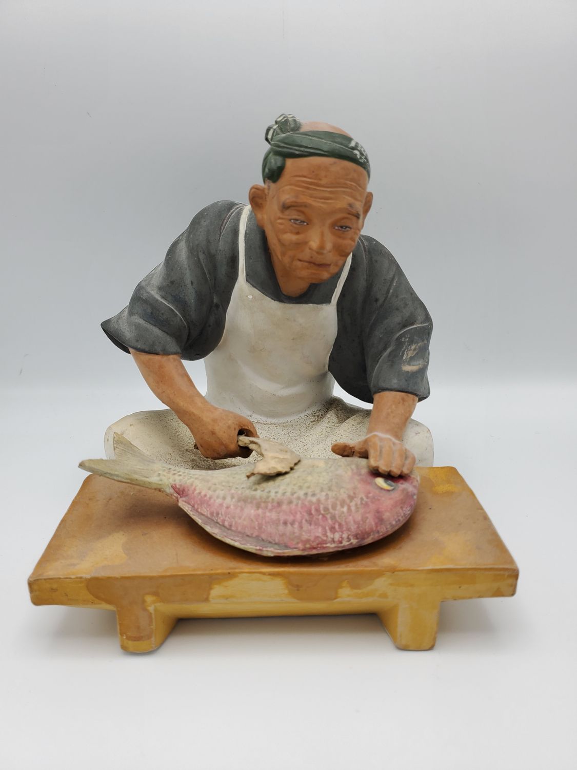 Hakata Urasaki Cleaning Fish Vintage Figurine