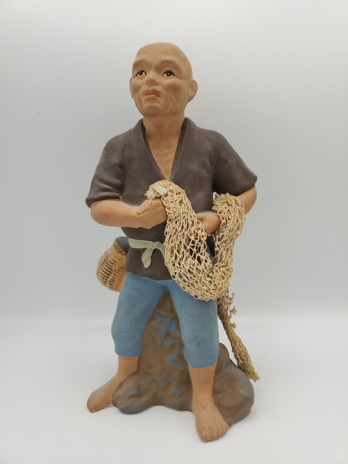 Hakata Urasaki Fisherman with Net Vintage Figurine