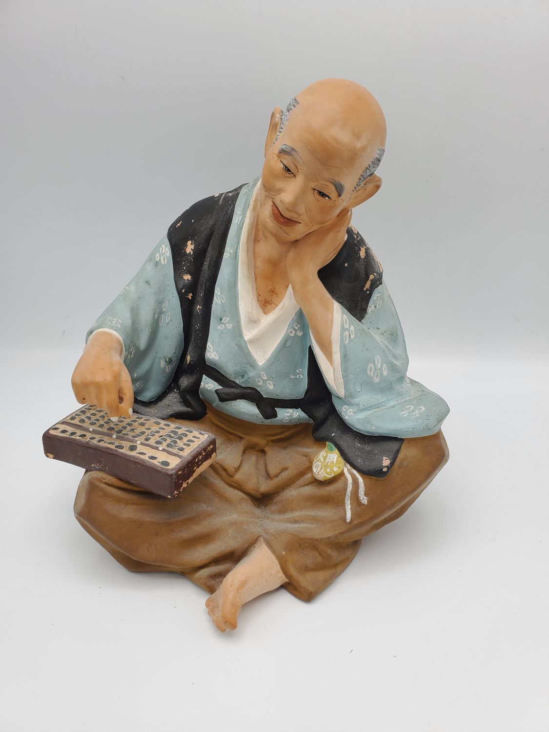 Hakata Urasaki Man with Abacus Vintage Figurine