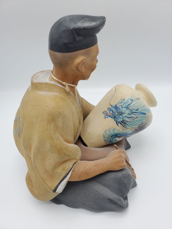 Hakata Urasaki Painting Pot Dragon Vintage Figurine