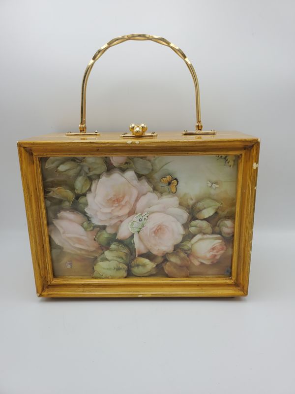 Eunice Shirk Vintage Roses Wood Box Purse