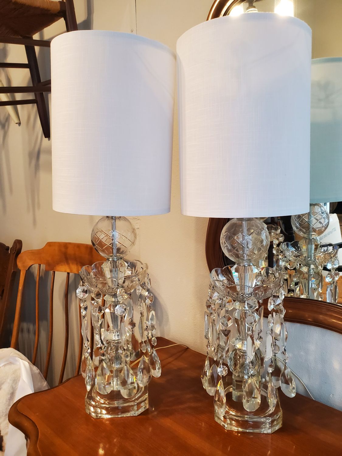 Pair of Crystal Vintage Table Lamp
