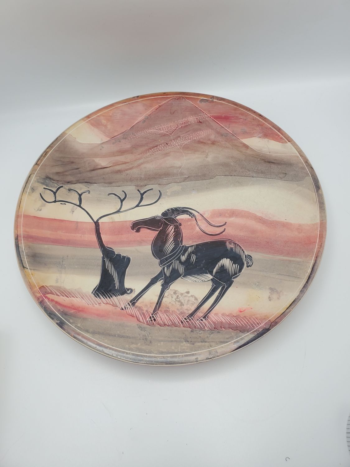 Antelope Hand-Painted Vintage Studio Pottery Plate