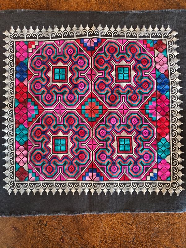 Handmade Hmong Vintage Embroidery Textile 10x9
