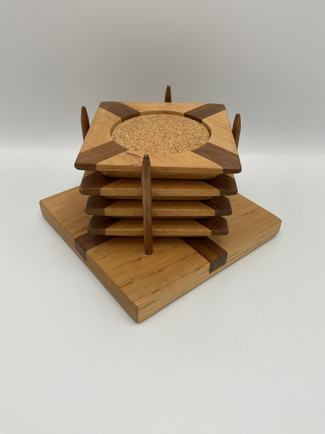 Wood &amp; Cork Coasters, Set of 4