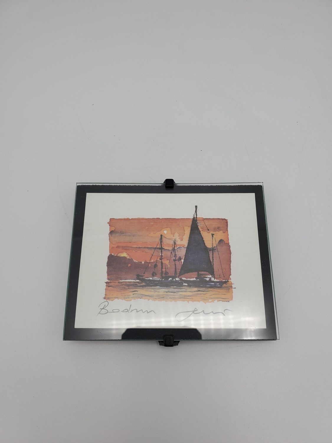 Orange Sailboat Framed Signed Print