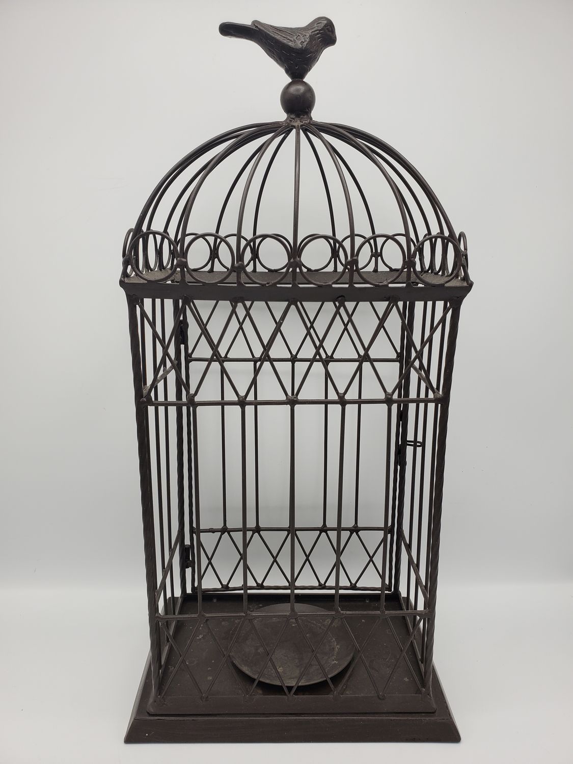 Metal Decorative Birdcage with Bird Finial