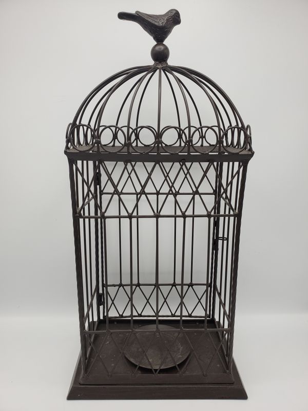 Metal Decorative Birdcage with Bird Finial