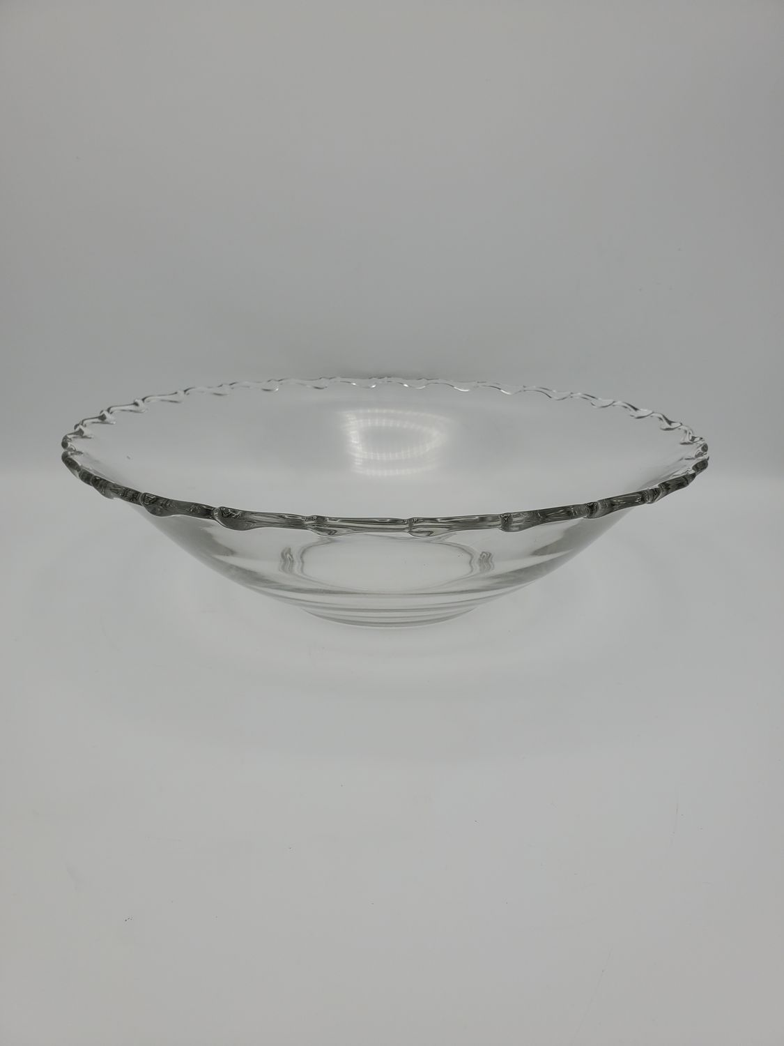 Large Clear Glass Crimped Rim Centerpiece Bowl