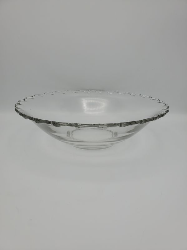 Large Clear Glass Crimped Rim Centerpiece Bowl