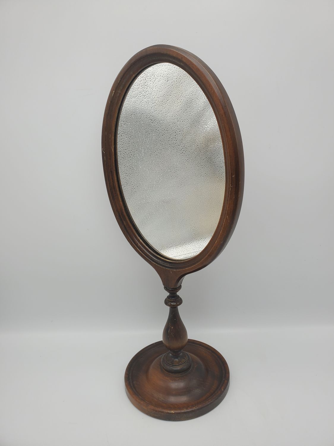 Oval Wood Antique Pedestal Mirror