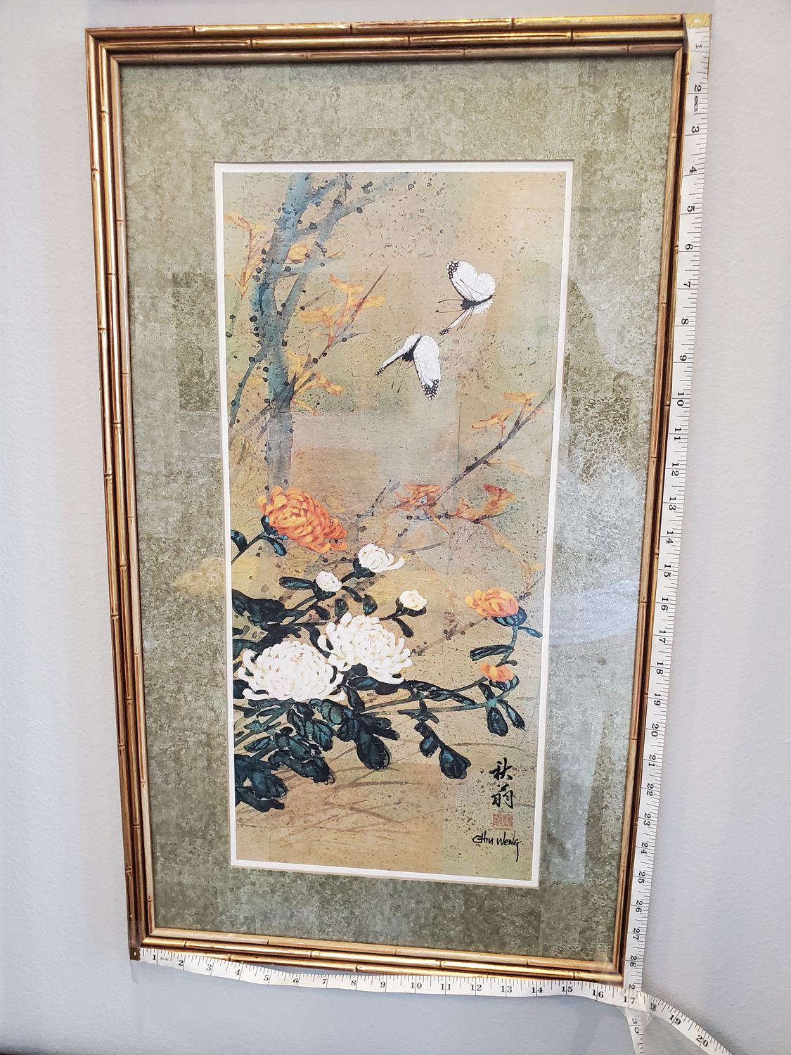 Butterfly Chiu Weng framed painting