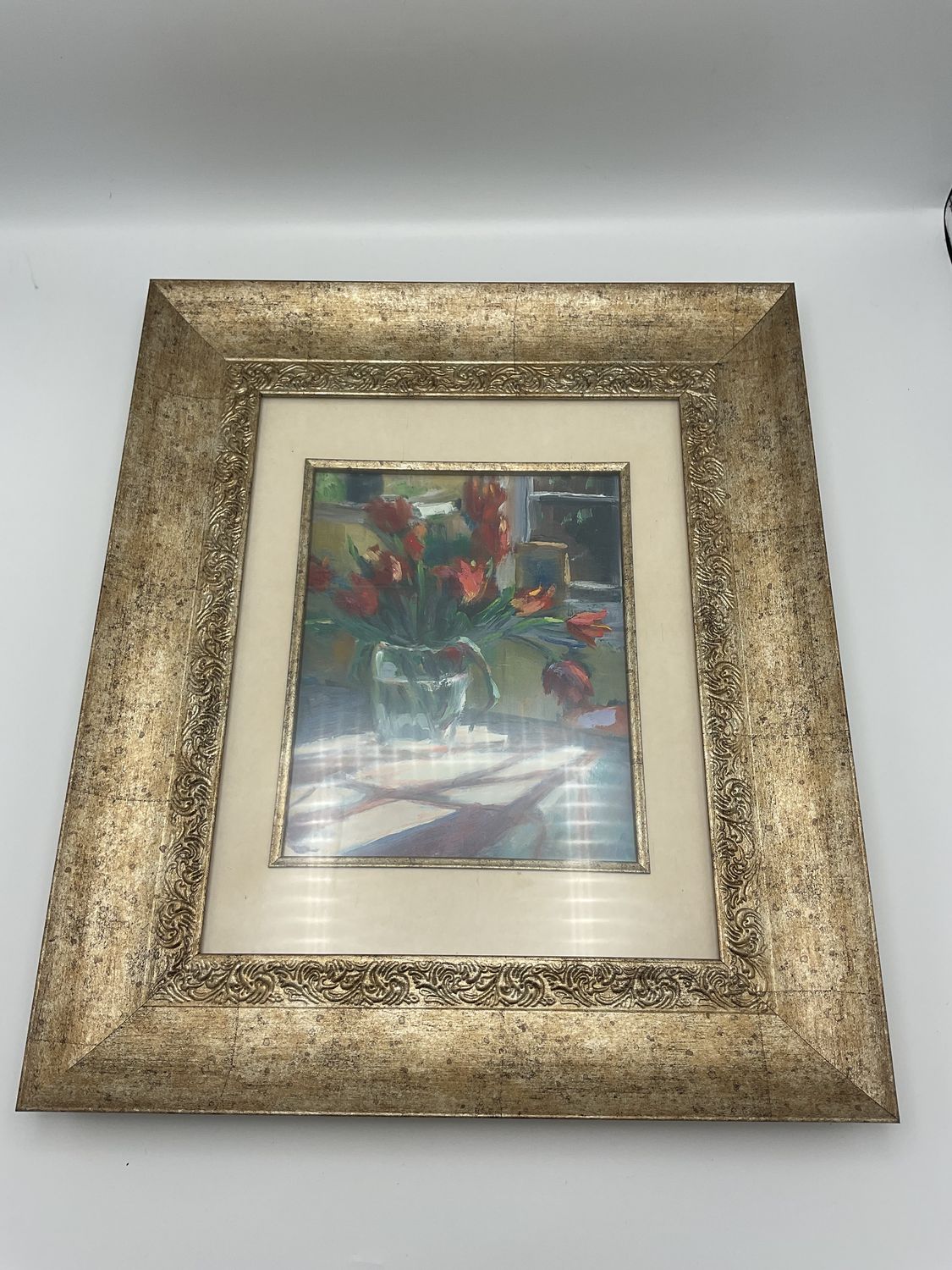 Linda Demetre Red Tulips Framed Painting
