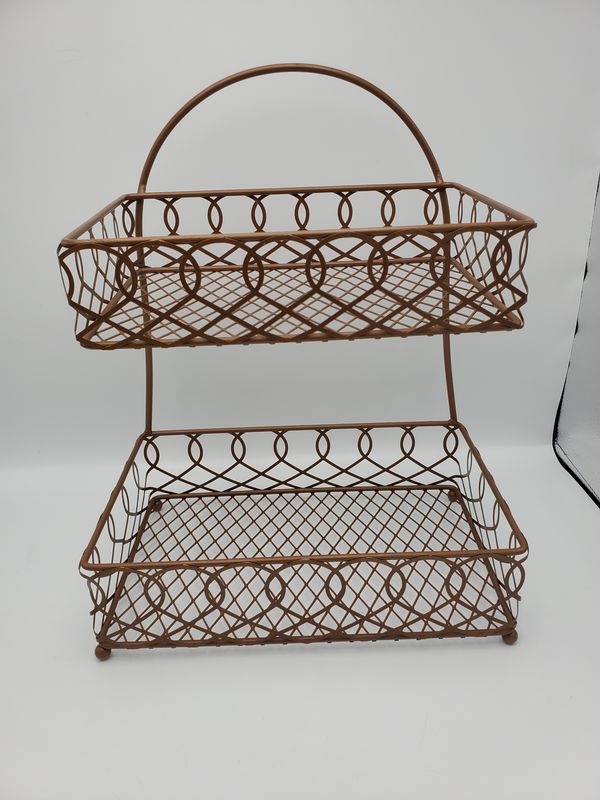 2 Tiered Vintage Square Fruit Basket