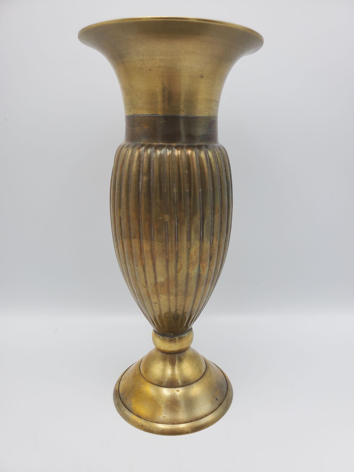 Solid Brass Vintage Fluted Urn Vase
