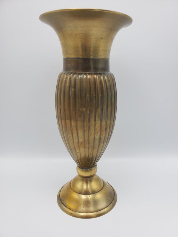 Solid Brass Vintage Fluted Urn Vase