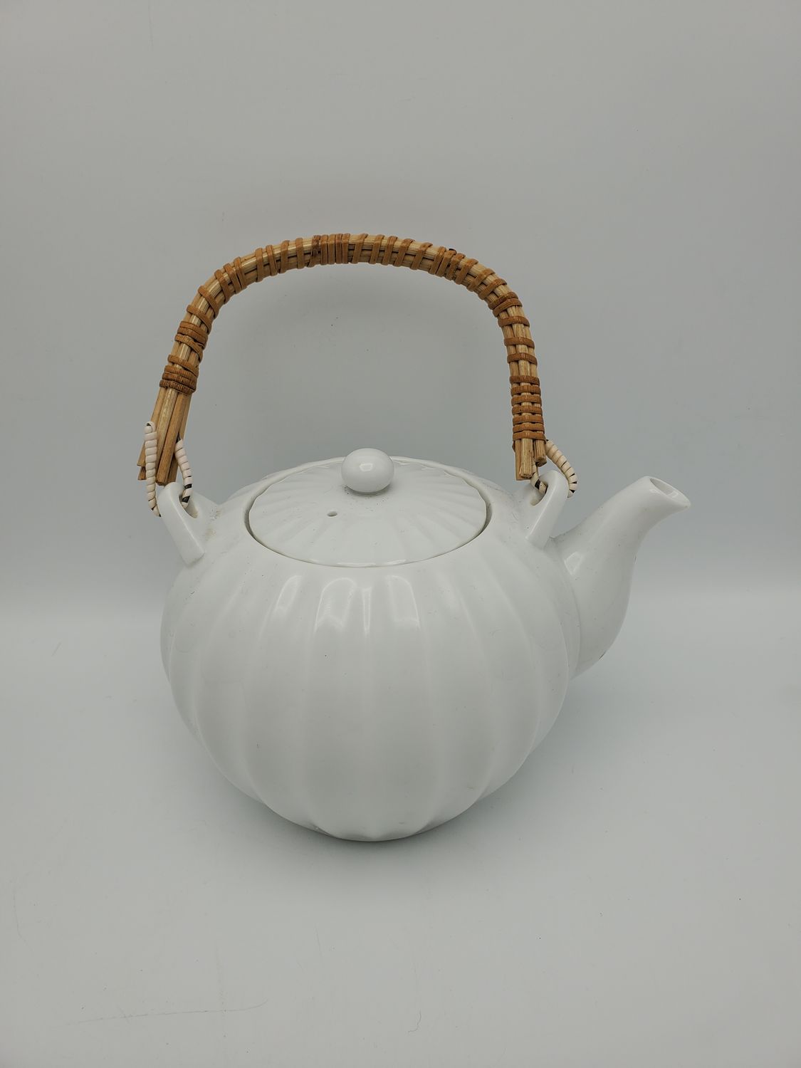 White grooved teapot